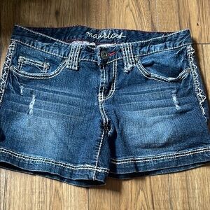 Maurices Blue Jean Shorts with Distressed Cuffed Hem​